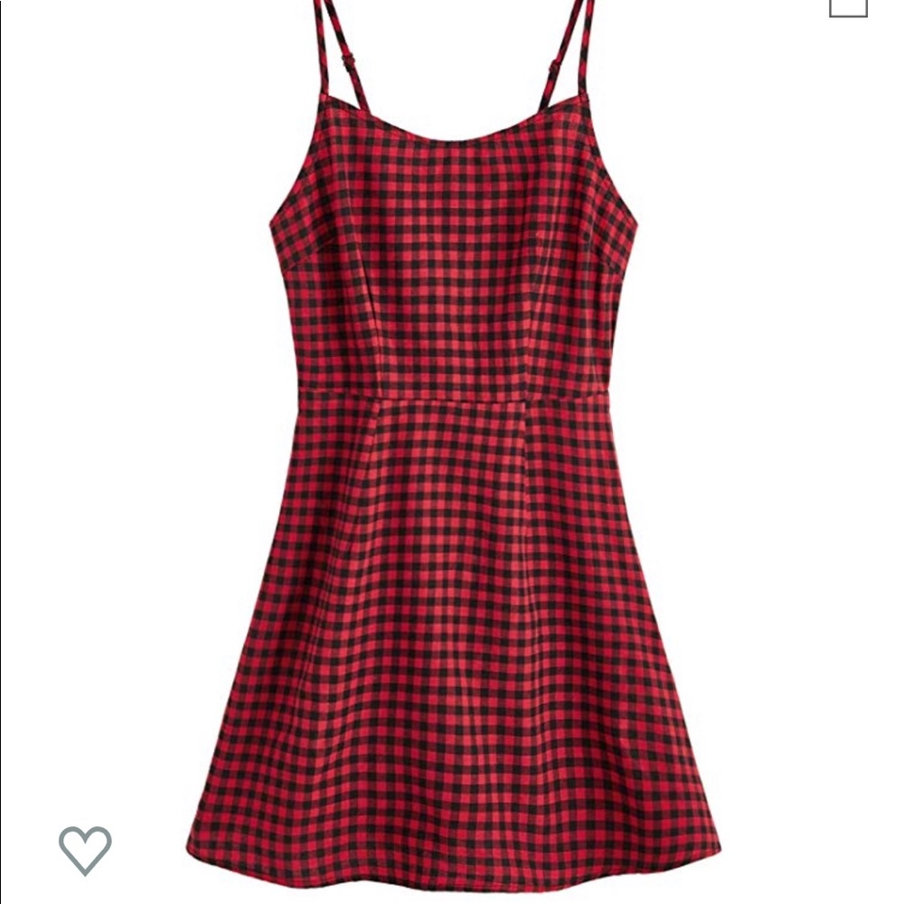 Spaghetti Strap Red Gingham Dress